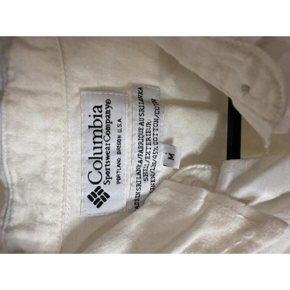 Columbia Women's Casual Shirt Medium White Linen Cotton Blend - Picture 3 of 6